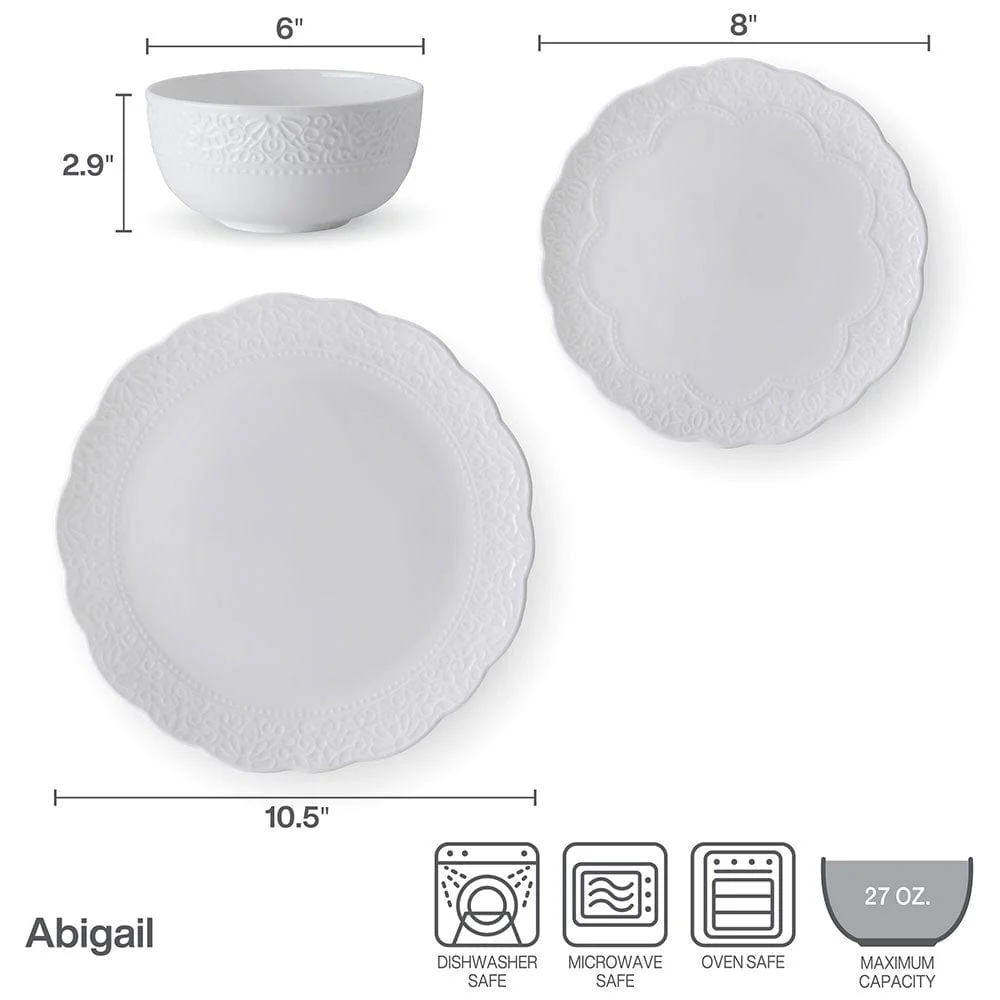 Abigail 12 Piece Dinnerware Set, Service for 4 - Image 4