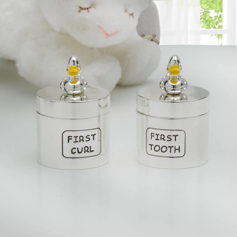 Baby Duck Silverplate First Tooth Curl Boxes - Image 2