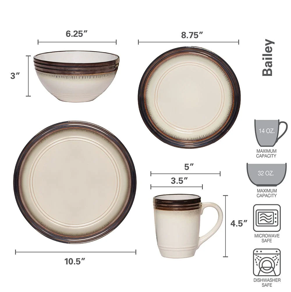 Bailey 16 Piece Dinnerware Set, Service for 4 - Image 5