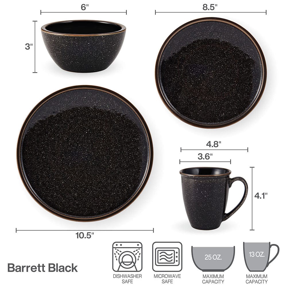 Barrett Black 16 Piece Dinnerware Set, Service for 4 - Image 5