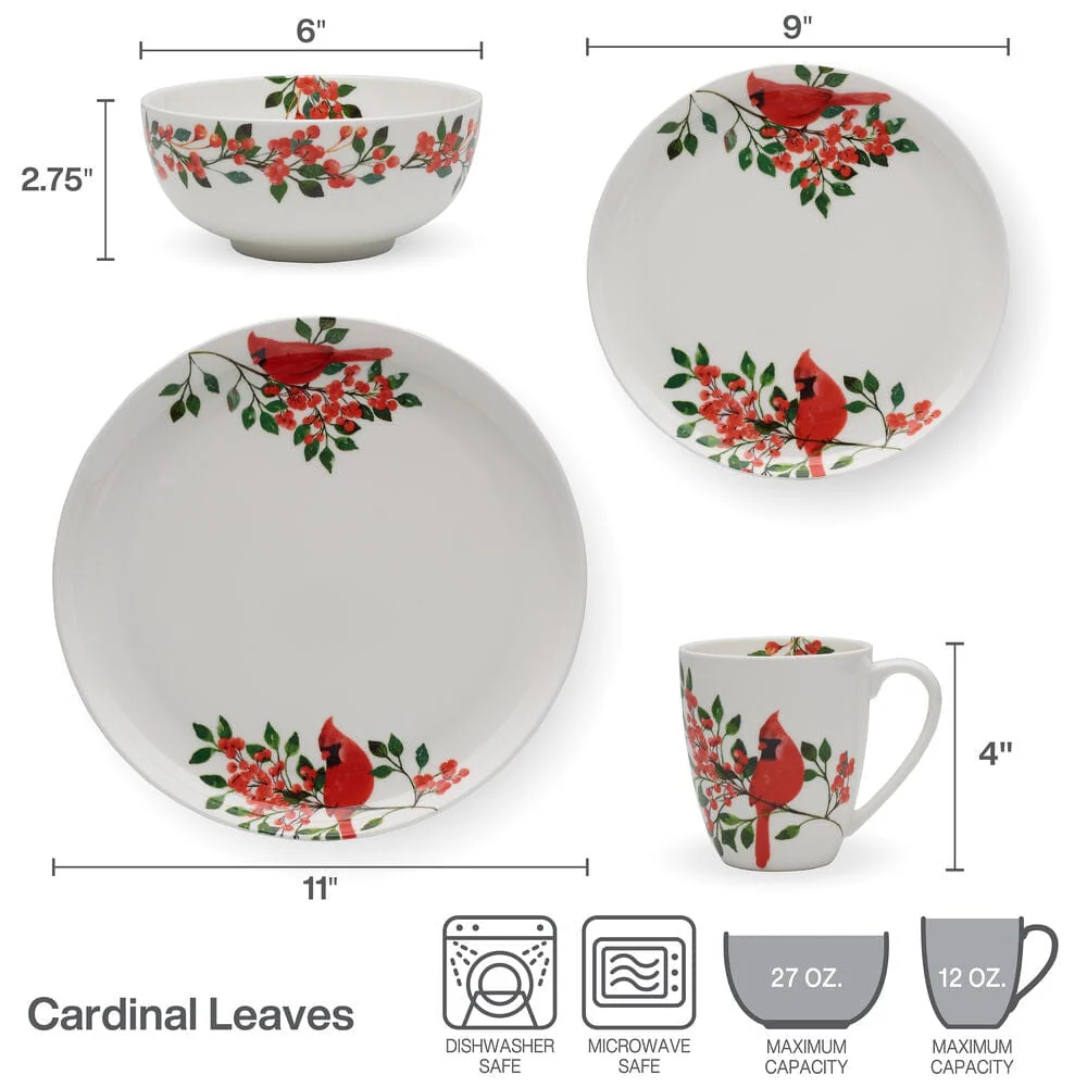 Cardinal Leaves 16 Piece Dinnerware Set, Service for 4 - Image 3