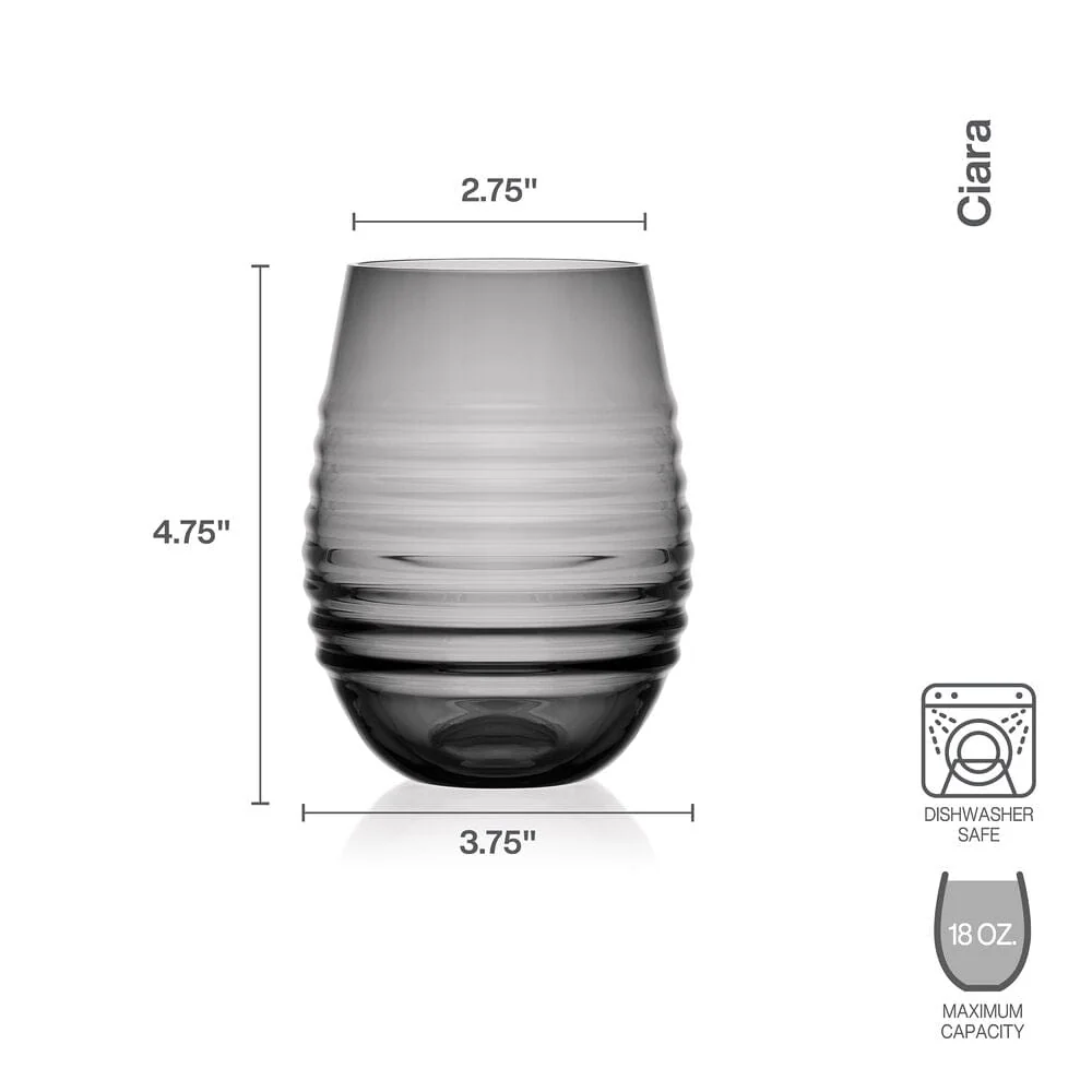 Ciara Smoke Set of 4 Stemless Wine Glasses - Image 4