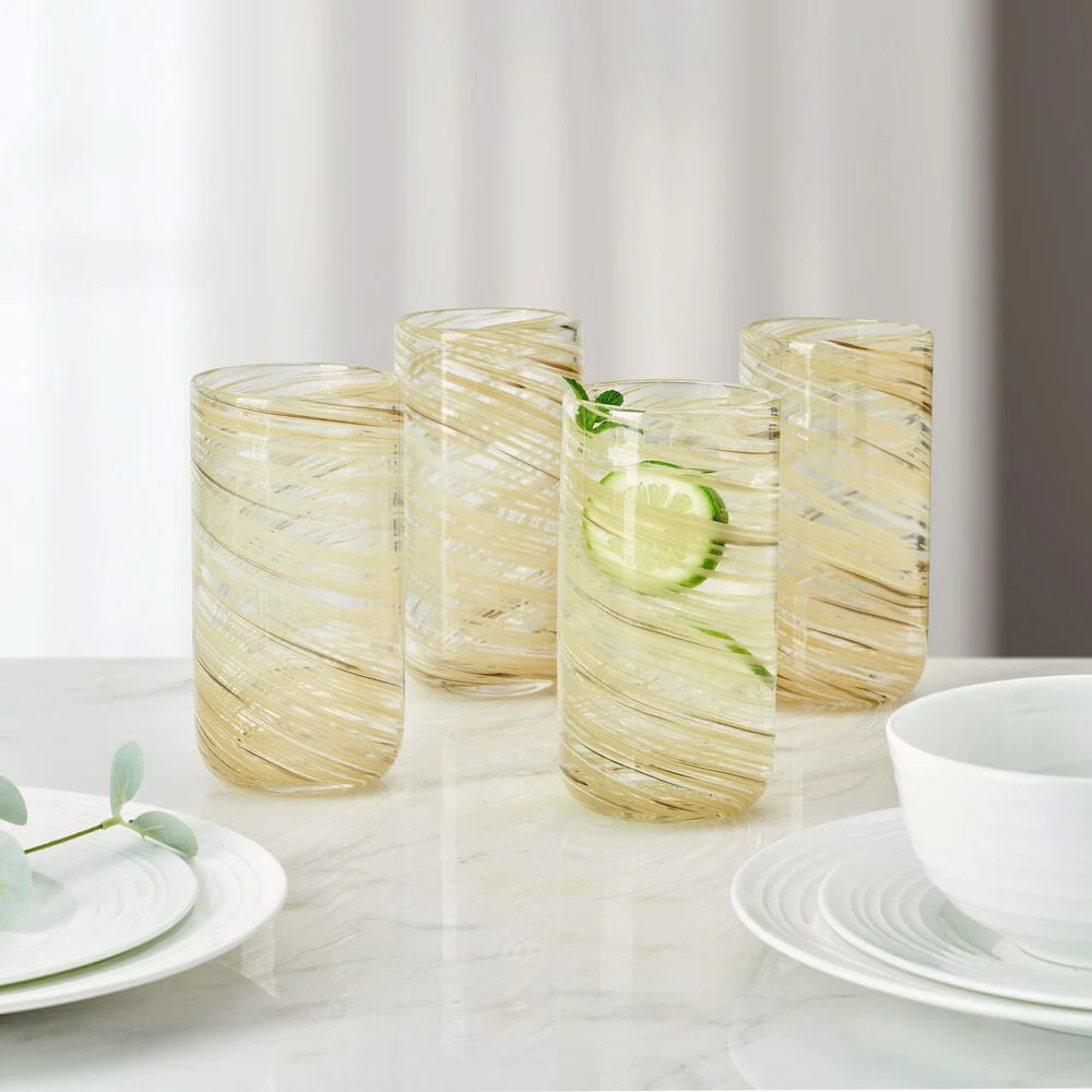 Color Swirl Honey Set of 4 High Ball Glasses - Image 2