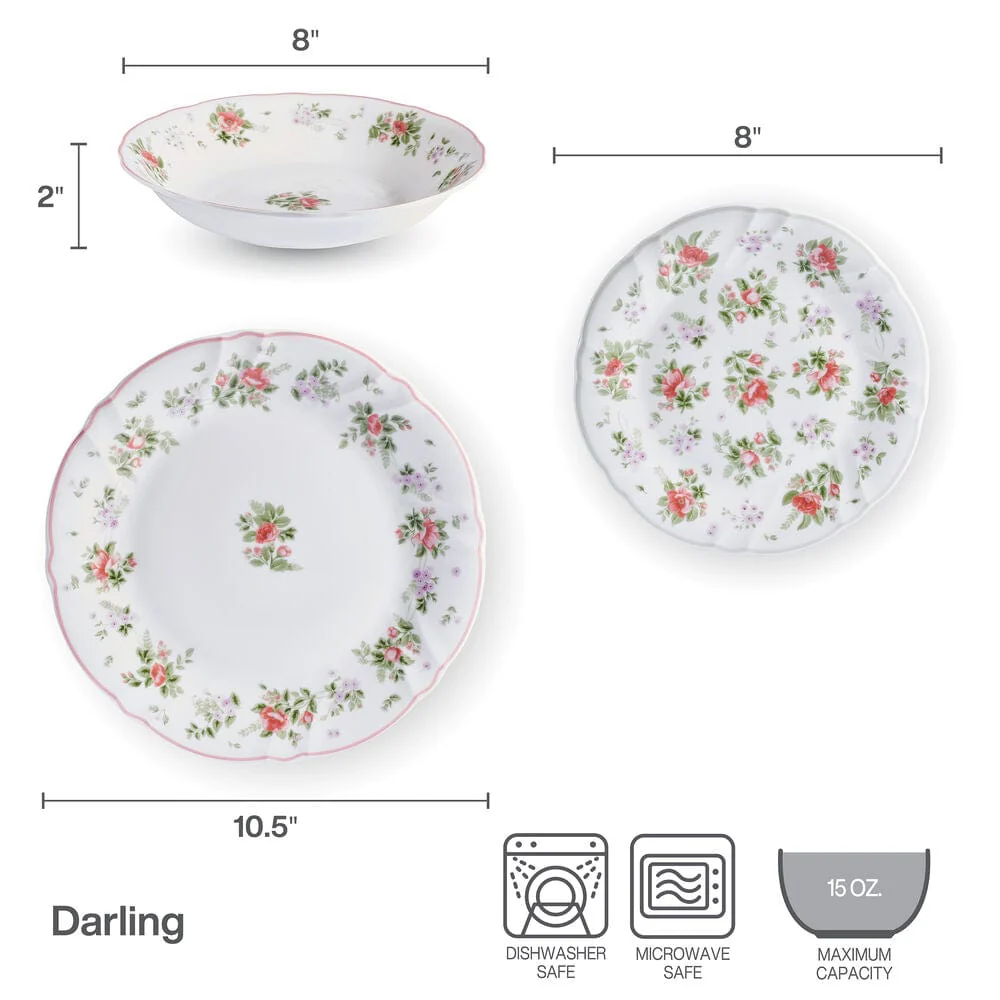 Darling 12 Piece Dinnerware Set Service for 4 - Image 3