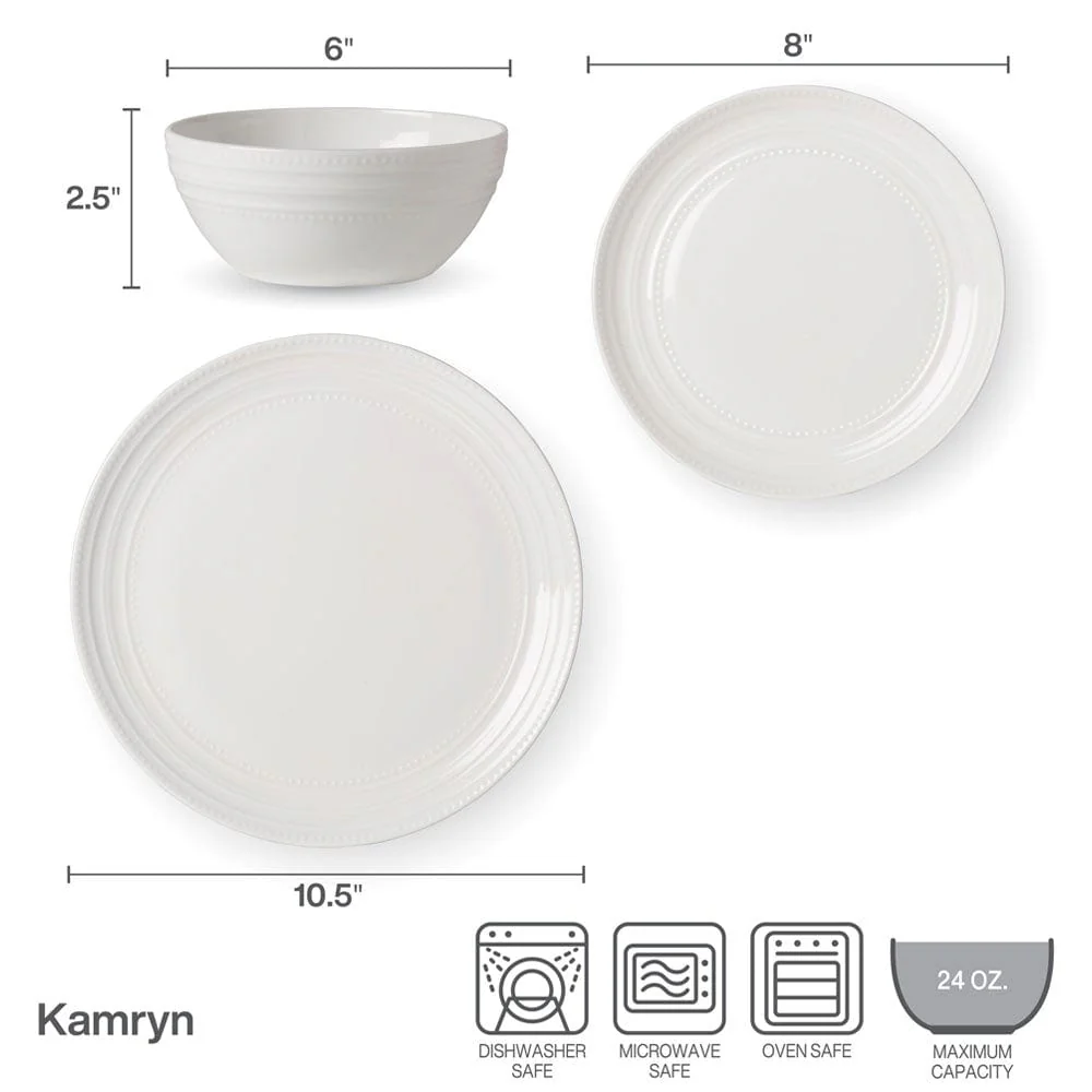 Kamryn Vegan Bone™ 12 Piece Dinnerware Set, Service for 4 - Image 4