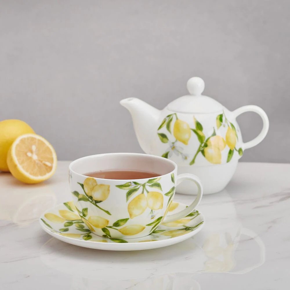 Lemons Teacup and Tea Server Set for One - Image 2
