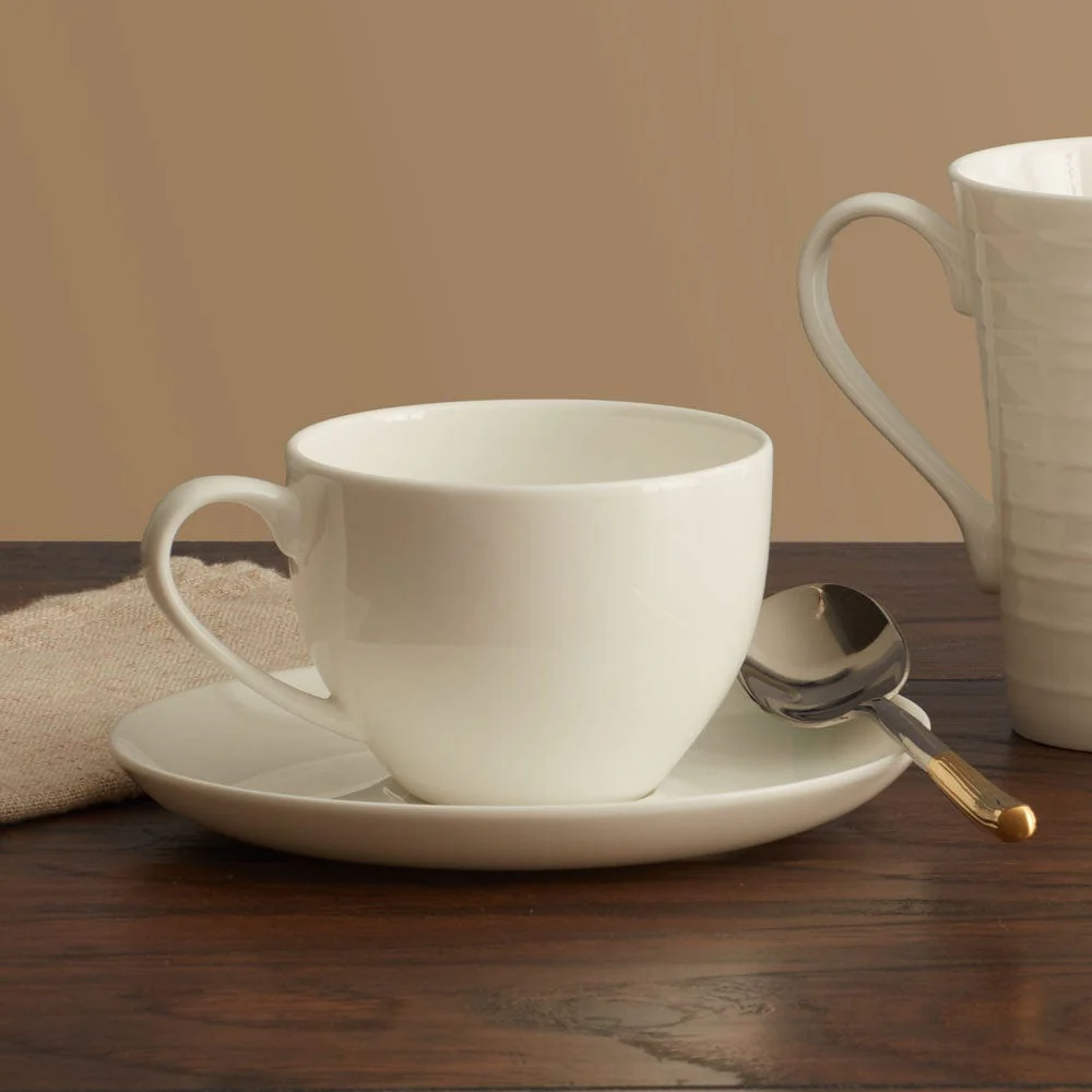 Lucerne White Tea Cup and Saucer - Image 2
