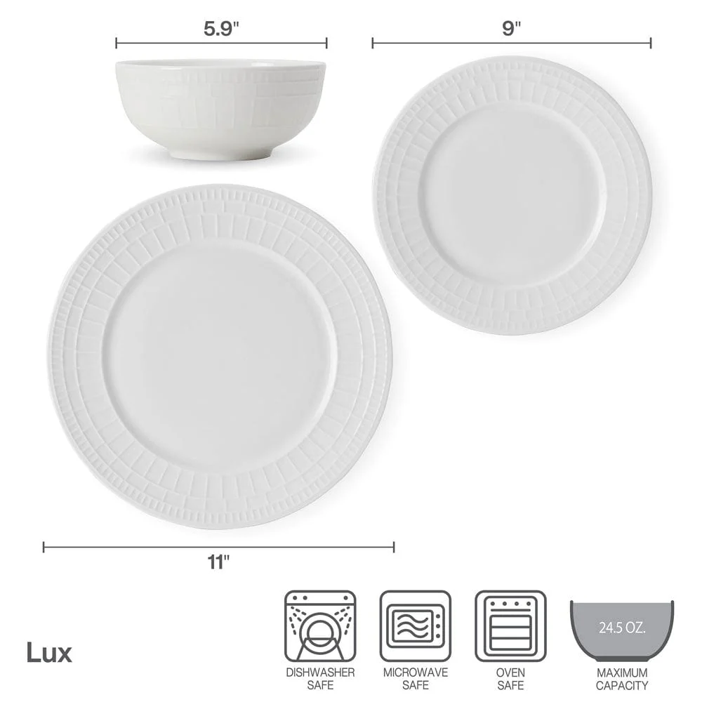 Lux 12 Piece Dinnerware Set, Service for 4 - Image 5
