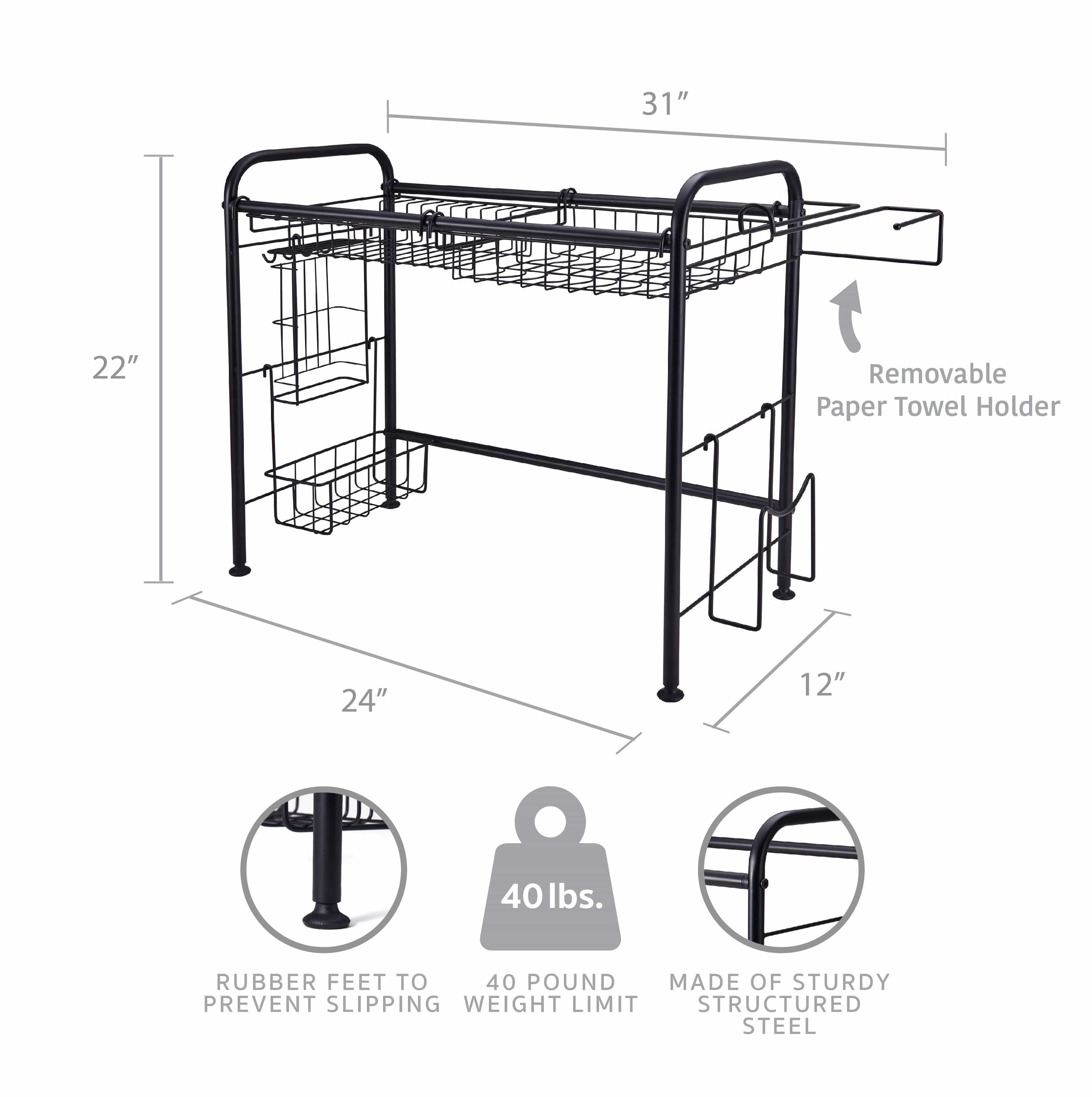 Over the Sink 2 Tier Organizer Dish Drying Rack, 31 Inch - Image 6