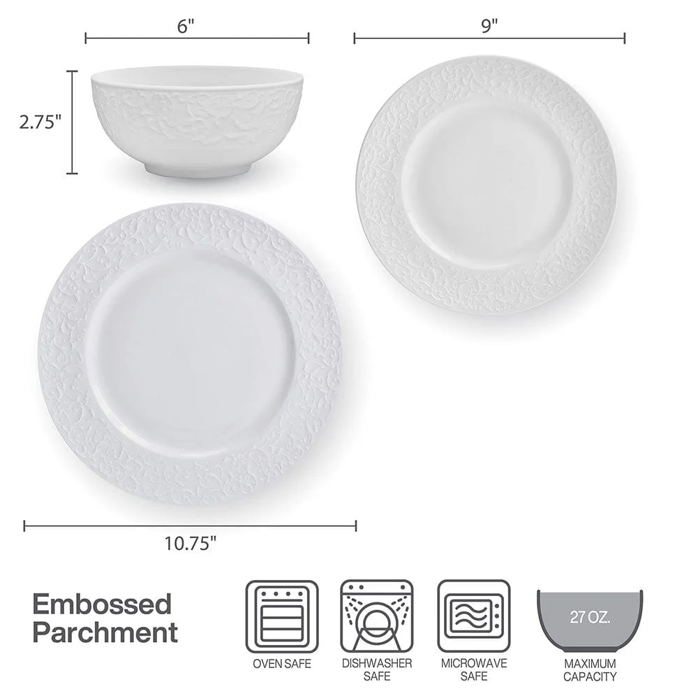 Parchment White 18 Piece Dinnerware Set, Service for 6 - Image 5