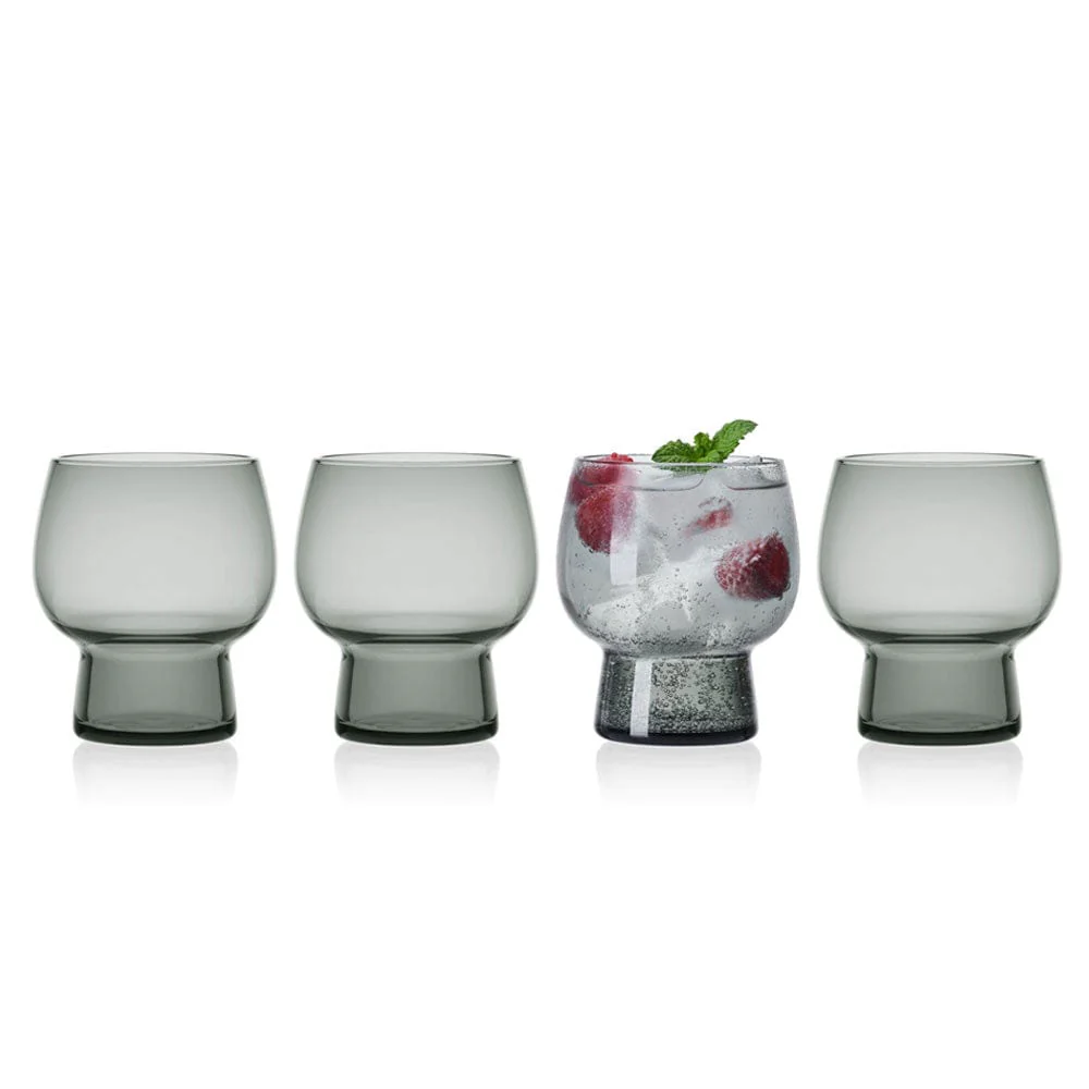 Phoebe Smoke Set of 4 Double Old Fashioned Glasses