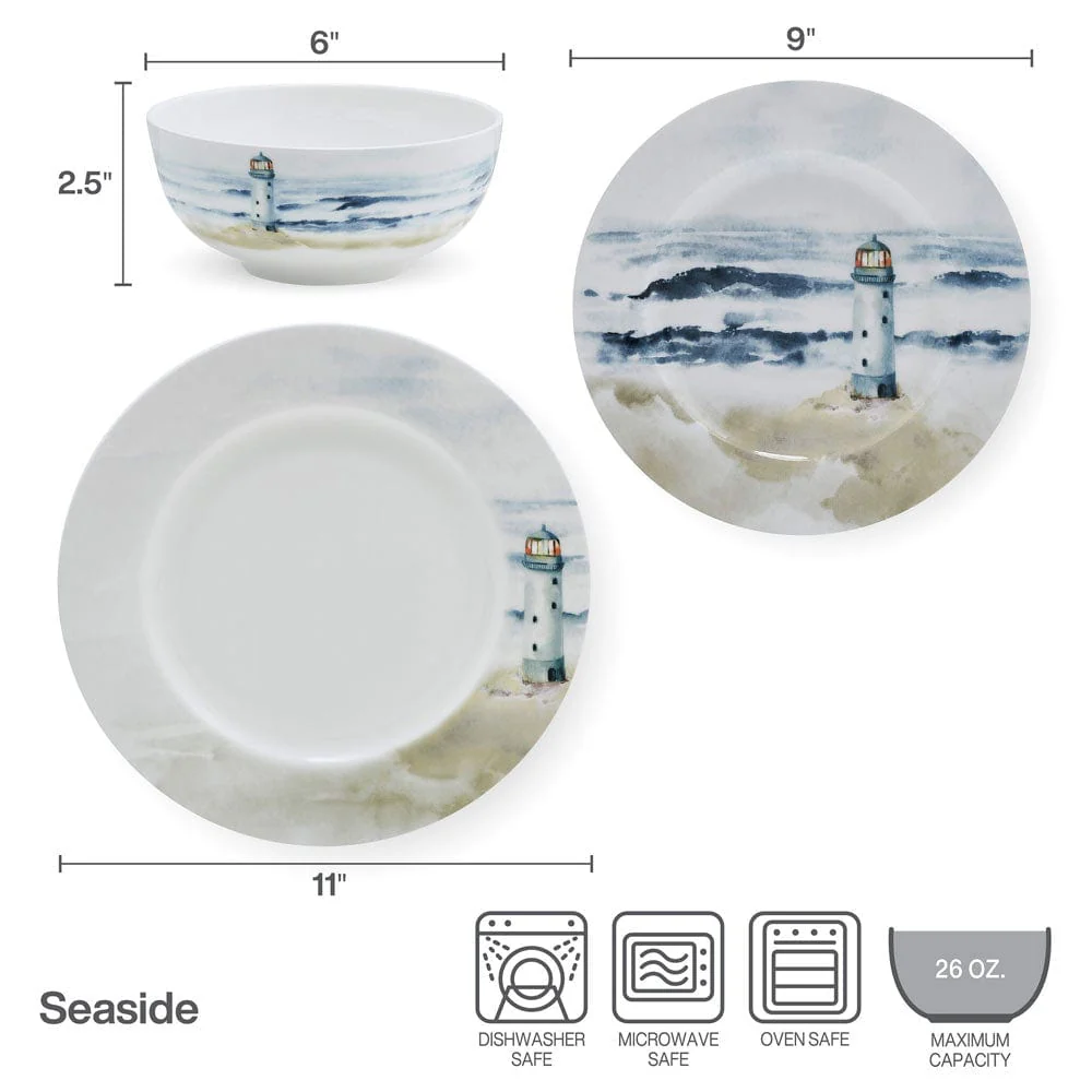 Seaside 12 Piece Dinnerware Set, Service for 4 - Image 5