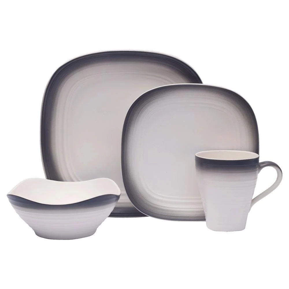 Swirl Ombre Graphite Square 16 Piece Dinnerware Set, Service for 4 - Image 4