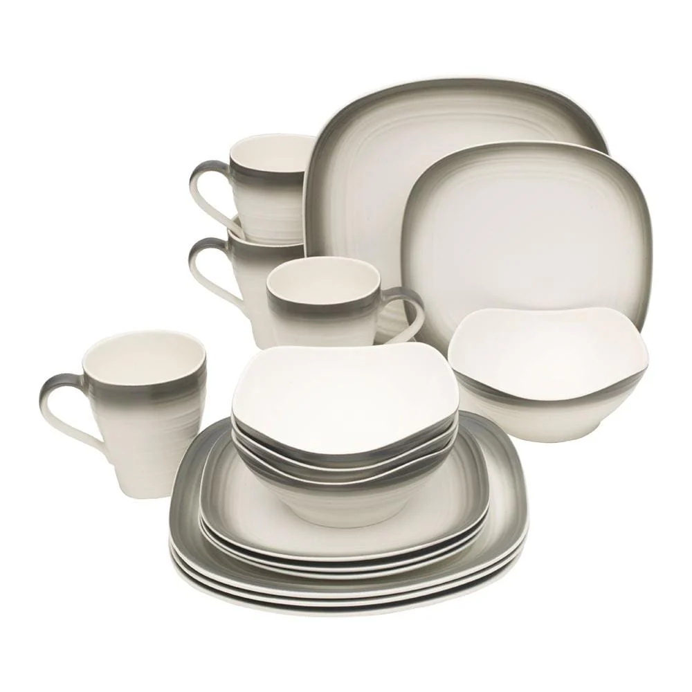 Swirl Ombre Graphite Square 16 Piece Dinnerware Set, Service for 4 - Image 8
